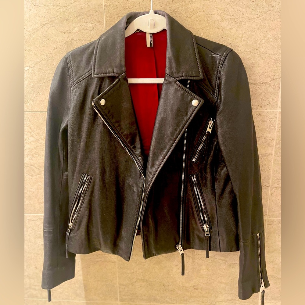 Women’s leather moto jacket
